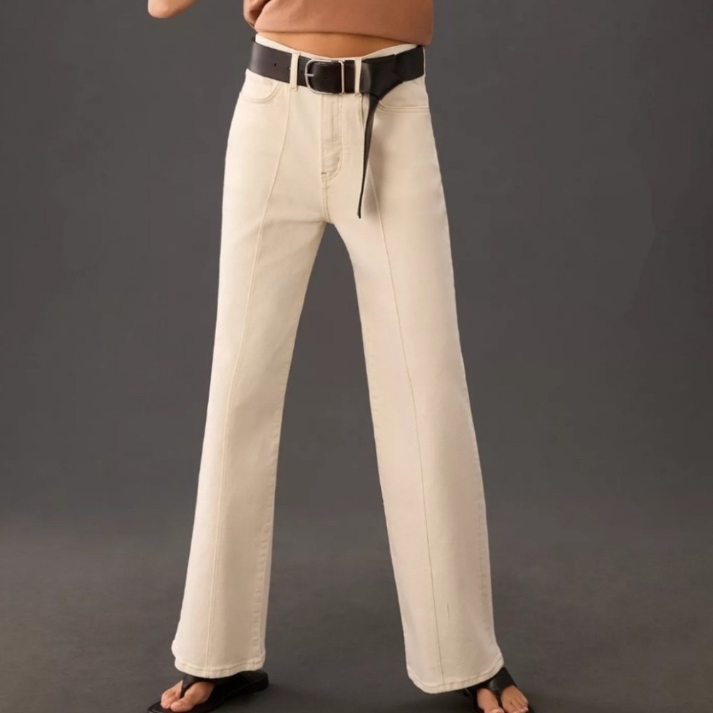 PILCRO Anthropologie Seamed Wide Leg Jeans Cream Size 30‎ NWOT
